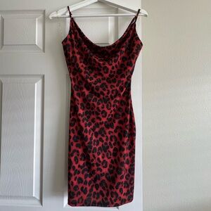 Iris Red and Black Leopard Print Mini Dress
